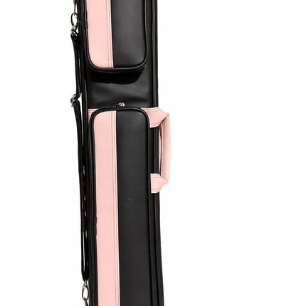 Black Pink Deri Bilardo Istaka Çantası - 4 Dip ve 8 Şaft Taşıma Kapasitesi