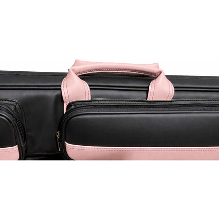 Black Pink Deri Bilardo Istaka Çantası - 4 Dip ve 8 Şaft Taşıma Kapasitesi