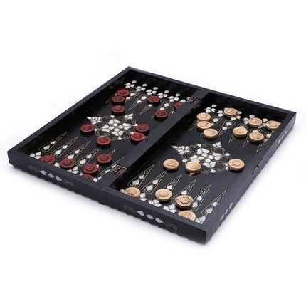 Sedef Kakmalı Tavla – El Yapımı Ahşap Set  50 cm