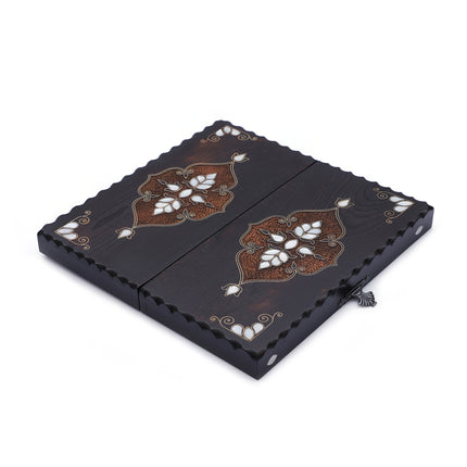 Orta Boy Sedef Kakmalı Tavla – El Yapımı Ahşap Set  35 cm